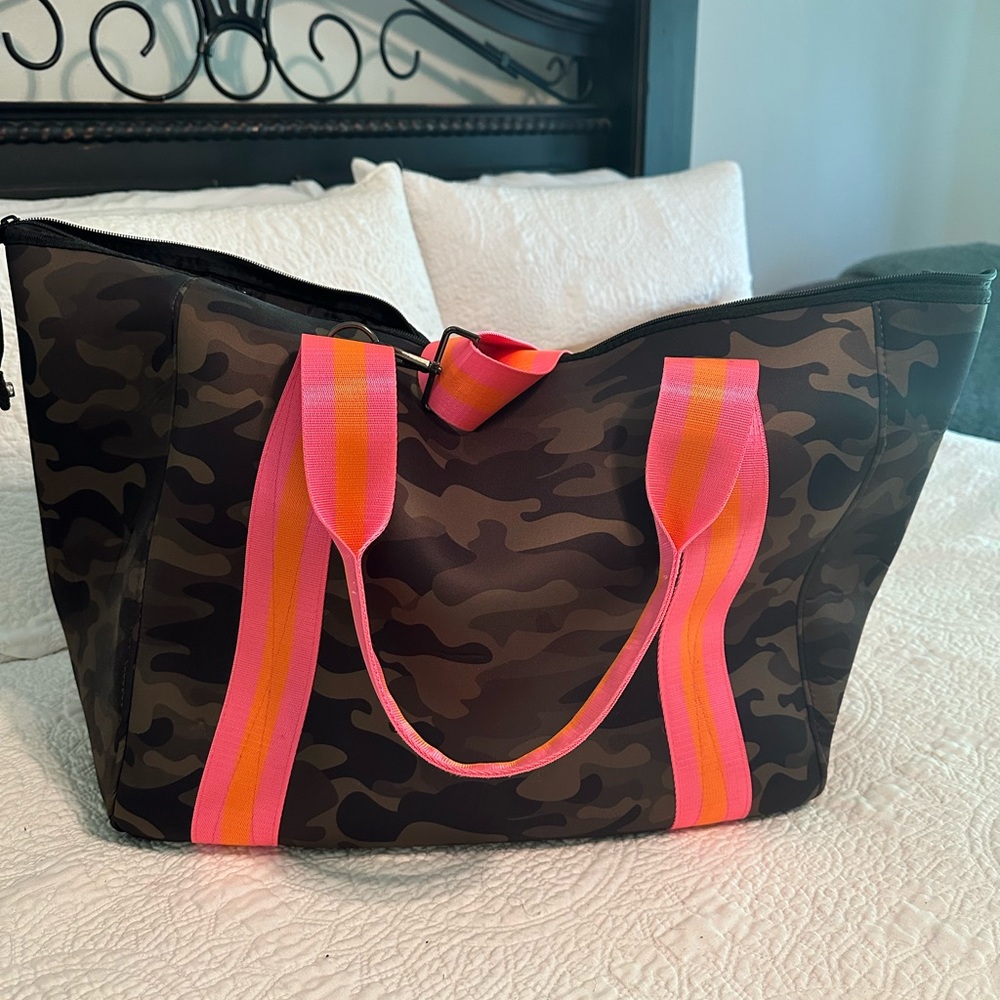 HAUTE SHORE Brown and Pink Tote Bag
